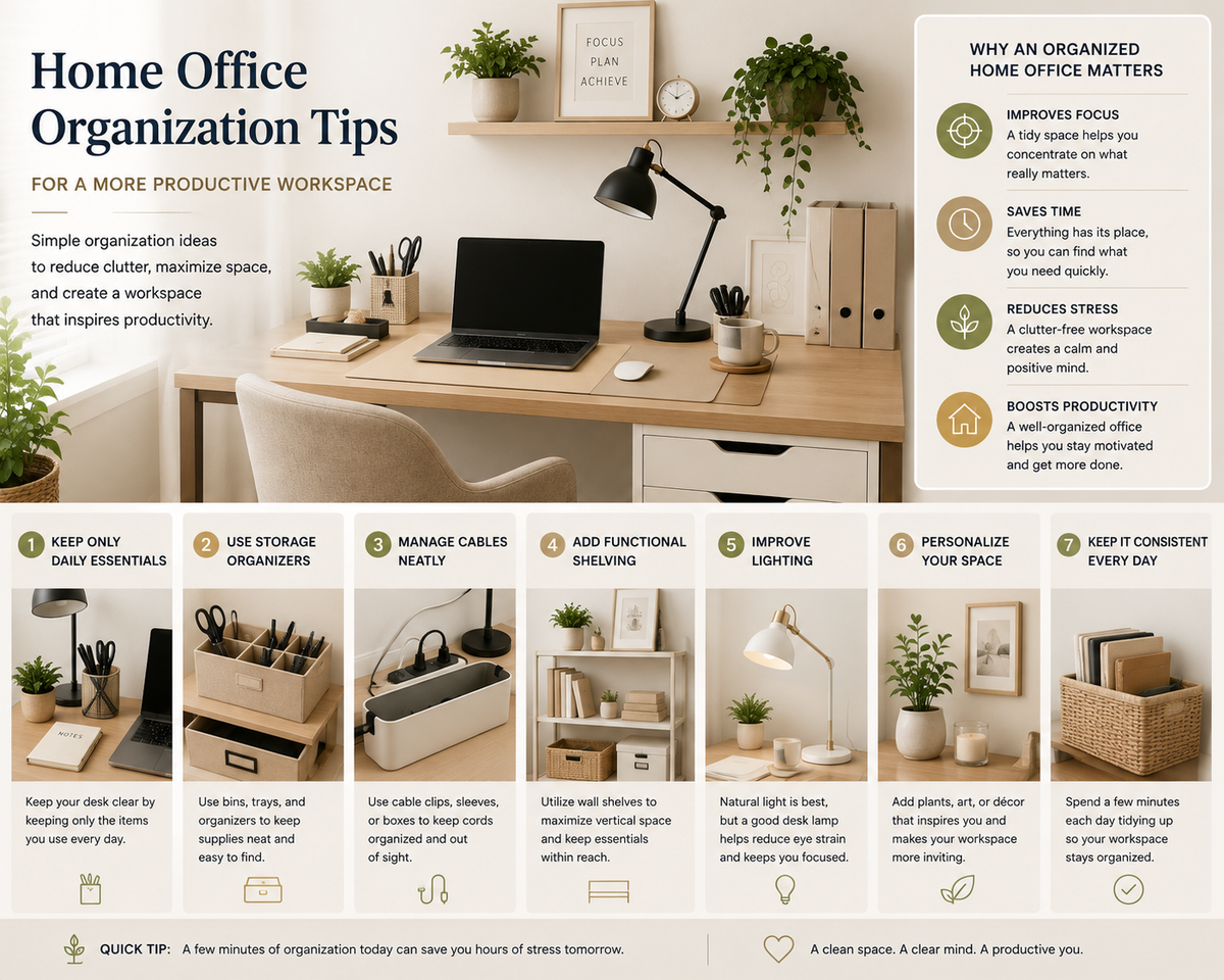 Home Office Organization Tips for a More Productive Workspace