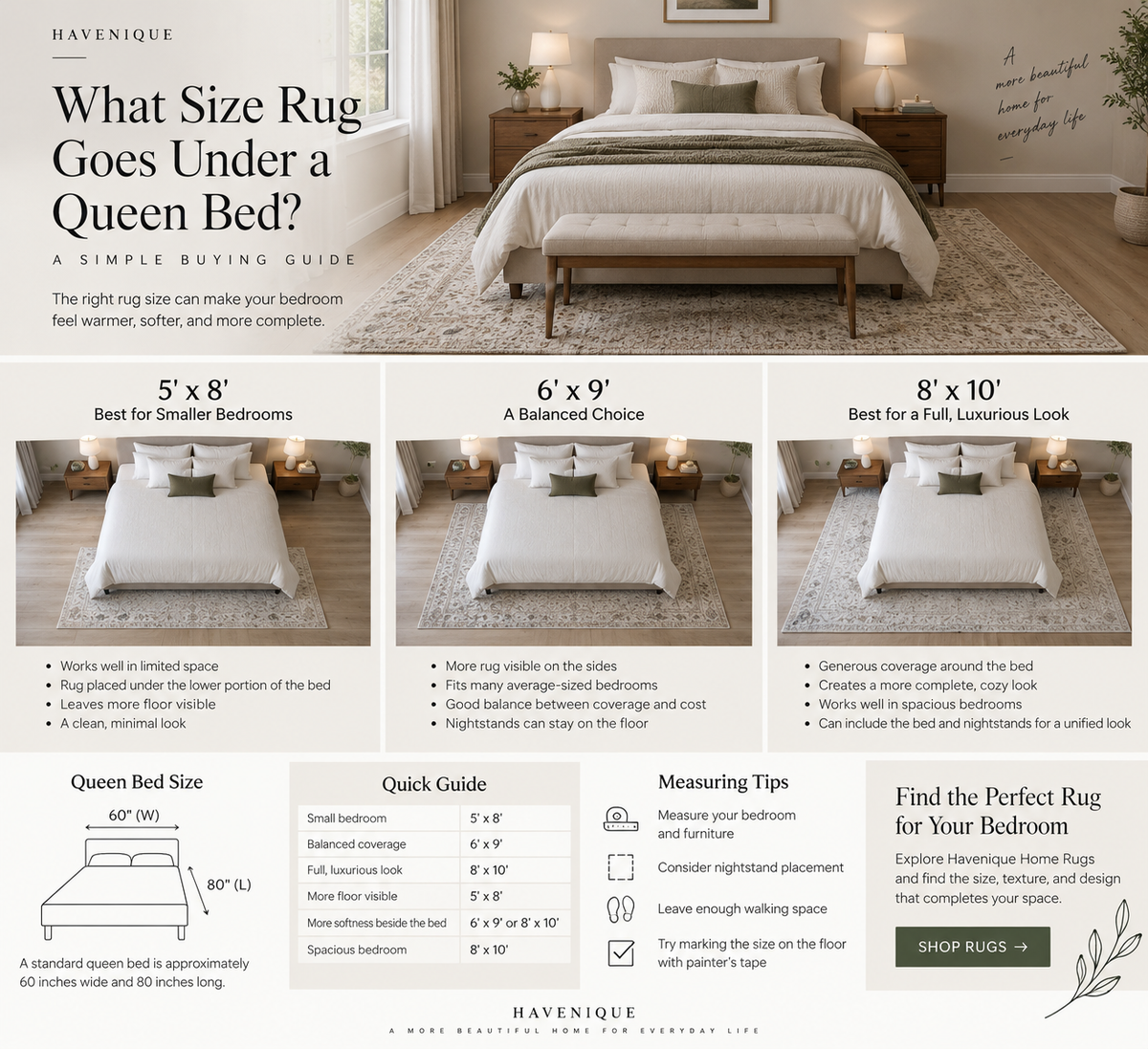 What Size Rug Goes Under a Queen Bed? A Simple Buying Guide