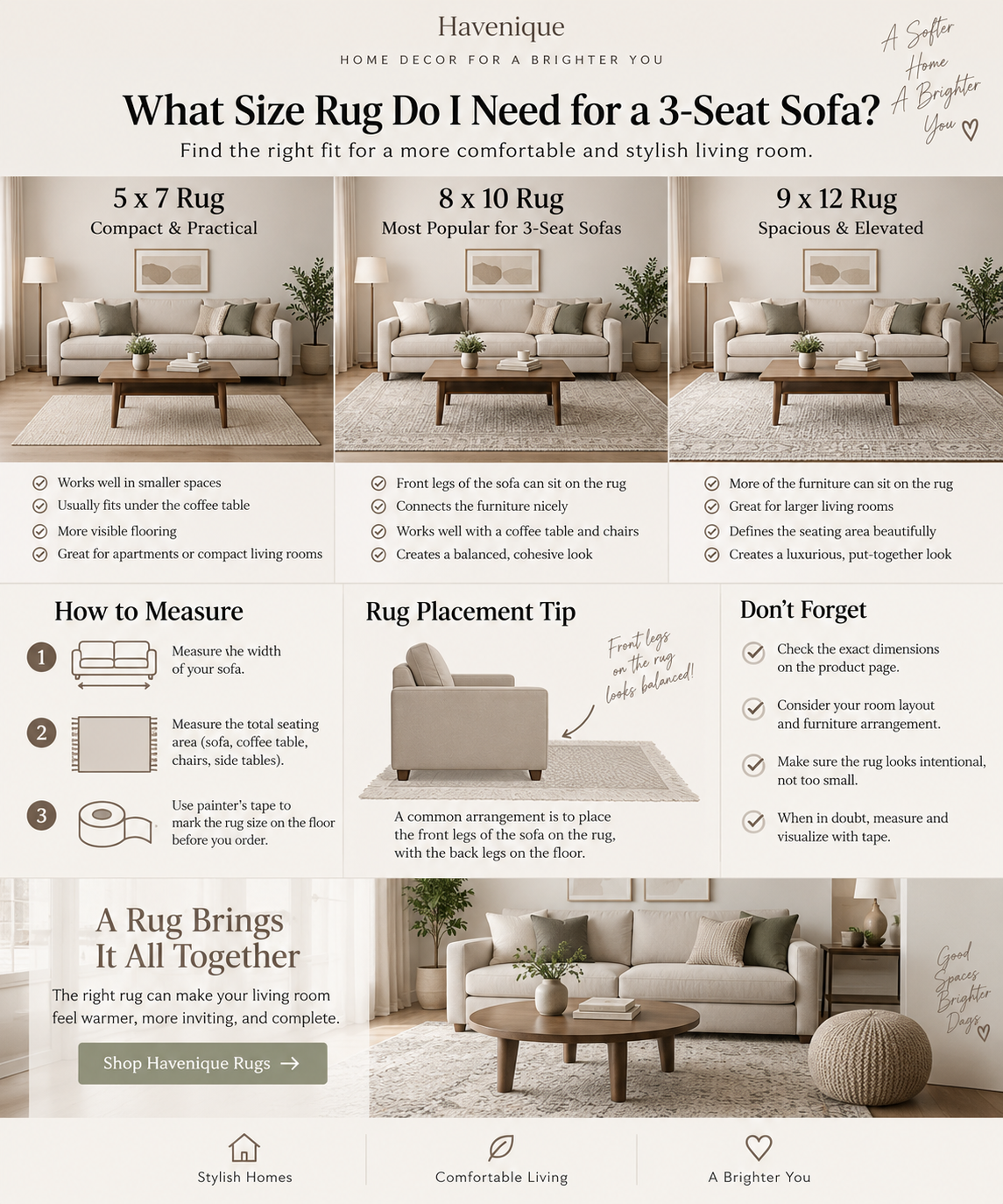 What Size Rug Do I Need for a 3-Seat Sofa?