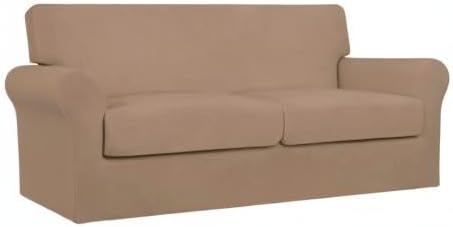 Easy-Going Oversized 3 Pieces Stretch Fleece Soft Loveseat Couch Cover - Image 8
