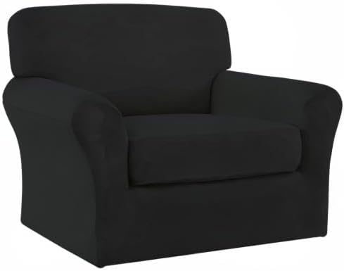 Easy-Going 2 Pieces Microfiber Stretch Chair Slipcover – Spandex Soft Fitted - Image 8