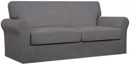 Easy-Going Oversized 3 Pieces Stretch Fleece Soft Loveseat Couch Cover - Image 8