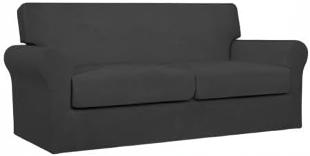 Easy-Going Oversized 3 Pieces Stretch Fleece Soft Loveseat Sofa Couch Cover - Image 8