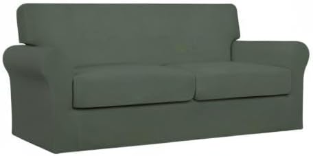 Easy-Going Oversized 3 Pieces Stretch Fleece Soft Loveseat Couch Cover - Image 8