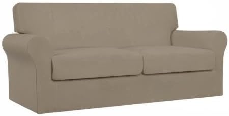 Easy-Going Oversized 3 Pieces Stretch Fleece Soft Loveseat Couch Cover - Image 8