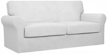 Easy-Going Oversized 3 Pieces Stretch Fleece Soft Loveseat Couch Cover - Image 8
