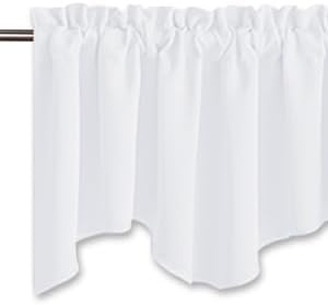 NICETOWN 6 Panels Pure White Bathroom Window Valances, Thermal Insualted Rod - Image 2