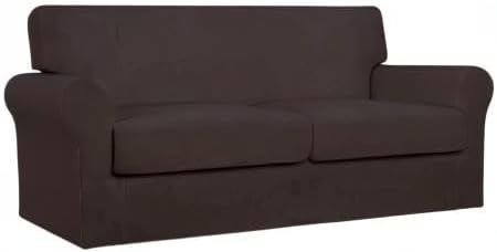 Easy-Going Oversized 3 Pieces Stretch Fleece Soft Loveseat Couch Cover - Image 8