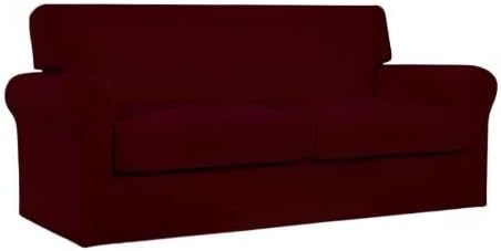 Easy-Going Oversized 3 Pieces Stretch Fleece Soft Loveseat Couch Cover - Image 8