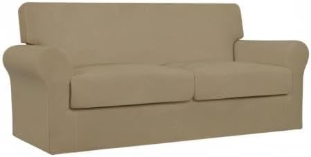 Easy-Going Oversized 3 Pieces Stretch Fleece Soft Loveseat Couch Cover - Image 8