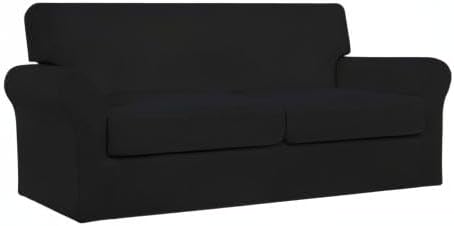 Easy-Going Oversized 3 Pieces Stretch Fleece Soft Loveseat Couch Cover - Image 8