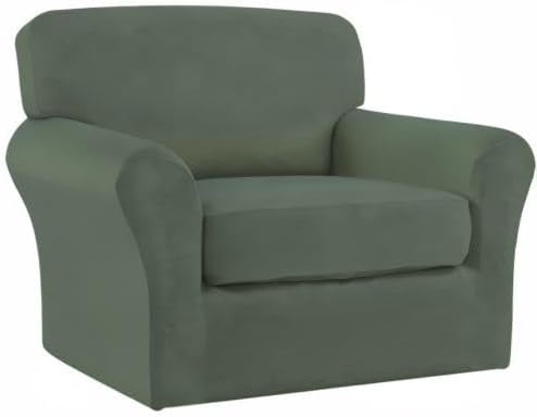 Easy-Going 2 Pieces Microfiber Stretch Chair Slipcover – Spandex Soft Fitted - Image 8