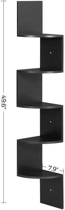 VASAGLE Corner Shelf Wall Mount, 5-Tier Floating Corner Bookshelf, Plant Shelf - Image 3