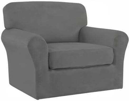 Easy-Going 2 Pieces Microfiber Stretch Chair Slipcover – Spandex Soft Fitted - Image 8
