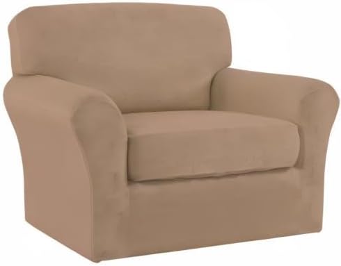 Easy-Going 2 Pieces Microfiber Stretch Chair Slipcover – Spandex Soft Fitted - Image 8