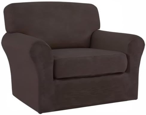 Easy-Going 2 Pieces Microfiber Stretch Chair Slipcover – Spandex Soft Fitted - Image 8