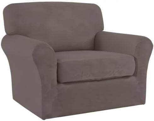 Easy-Going 2 Pieces Microfiber Stretch Chair Slipcover – Spandex Soft Fitted - Image 8
