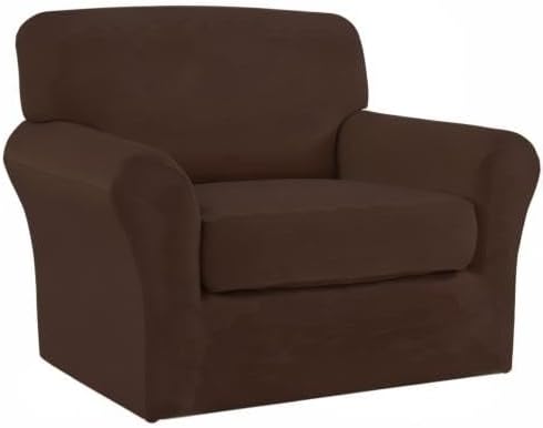 Easy-Going 2 Pieces Microfiber Stretch Chair Slipcover – Spandex Soft Fitted - Image 8