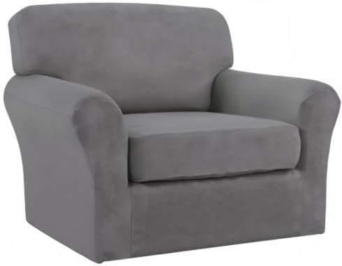 Easy-Going 2 Pieces Microfiber Stretch Chair Slipcover – Spandex Soft Fitted - Image 8