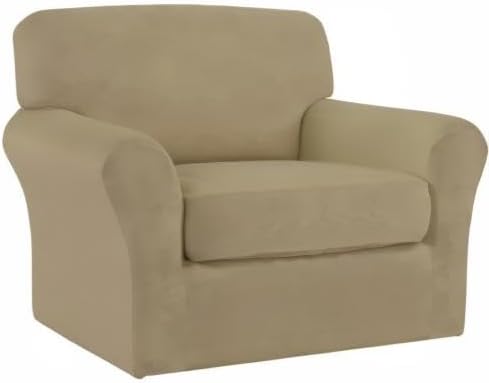 Easy-Going 2 Pieces Microfiber Stretch Chair Slipcover – Spandex Soft Fitted - Image 8