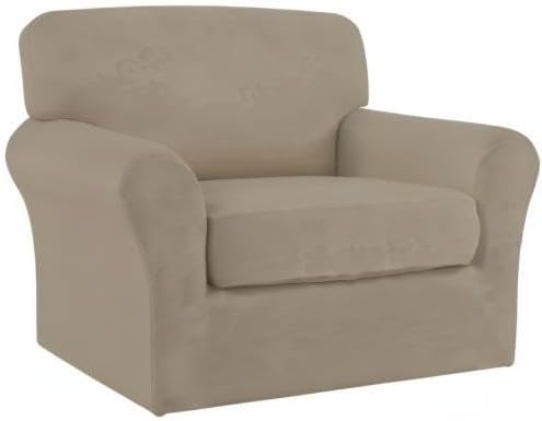 Easy-Going 2 Pieces Microfiber Stretch Chair Slipcover – Spandex Soft Fitted - Image 8