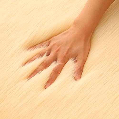 Faux Fur Rug Runner 2x6 ft Beige - Image 9