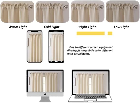 Chyhomenyc Kitchen Curtains 24 Inch Length, Light Filtering Faux Linen Textured - Image 7