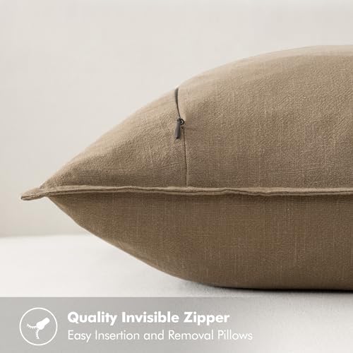 MIULEE Neutral Navy Linen Pillow Covers Pack of 4 Decorative Natural Throw - Image 4