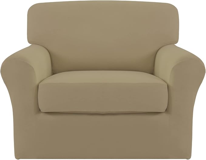 Easy-Going 2 Pieces Microfiber Stretch Chair Slipcover – Spandex Soft Fitted by Easy-Going