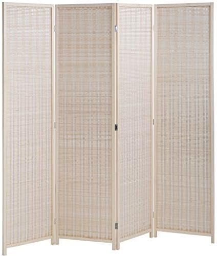 FDW Bamboo Room Divider Folding Privacy Wooden Screen 4 Panel 72 Inches High - Image 2