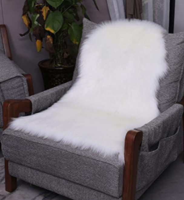 Faux Fur Small Rug 2 x 3 ft White Shaggy Sheepskin Machine Washable Fuzzy Area - Image 7