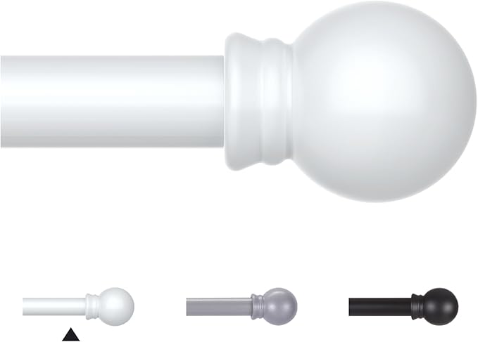 Thestoa Curtain Rods for Windows 30-46 Inch, 5/8" White Curtain Rods, Stainless by Thestoa