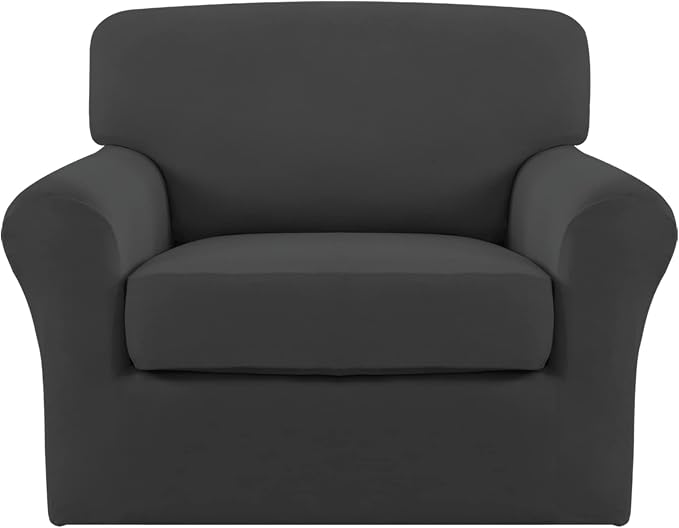 Easy-Going 2 Pieces Microfiber Stretch Chair Slipcover – Spandex Soft Fitted by Easy-Going