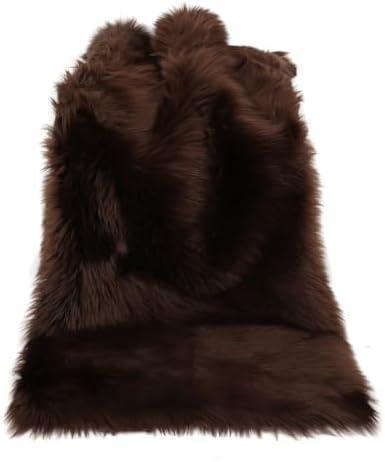 Fluffy Faux Fur Rug Coffee Sheepskin Area Rug, 3x5 Ft Ultra Soft Shaggy Plush - Image 7