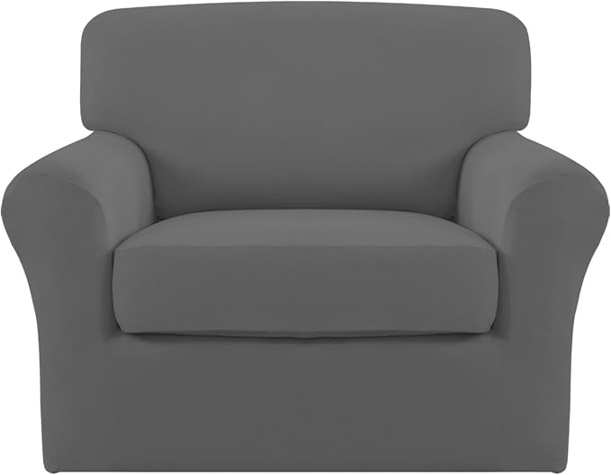 Easy-Going 2 Pieces Microfiber Stretch Chair Slipcover – Spandex Soft Fitted by Easy-Going