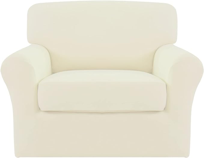 Easy-Going 2 Pieces Fleece Stretch Chair Sofa Slipcover Washable Sofa Couch by Easy-Going