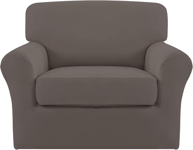 Easy-Going 2 Pieces Microfiber Stretch Chair Slipcover – Spandex Soft Fitted by Easy-Going