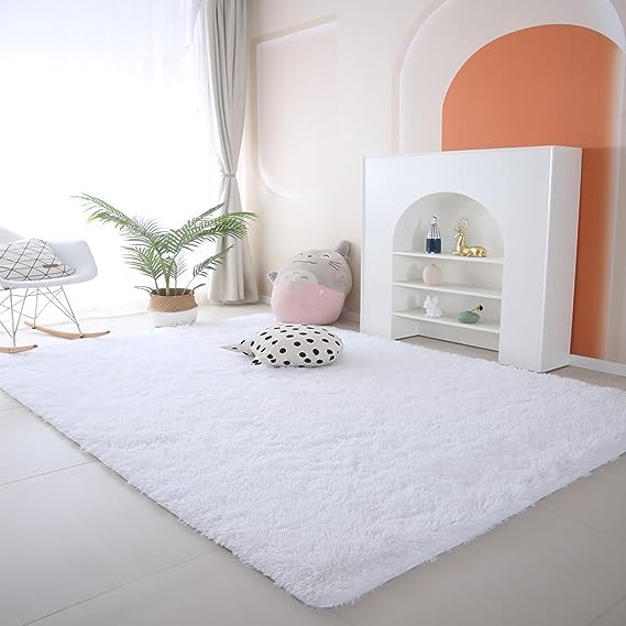 White Shag Area Rug 9x12 -Soft Large Rugs - Image 3