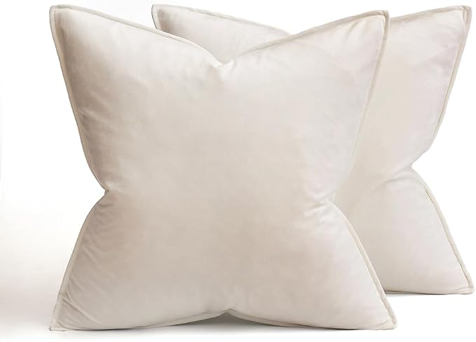 MIULEE Cream White Velvet Throw Pillow Covers 24x24 Soft Decorative Solid - Image 6