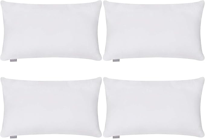 Thmyo 4-Pack 100% Cotton Lumbar Comfortable Solid Decorative Throw Pillow Case by Thmyo