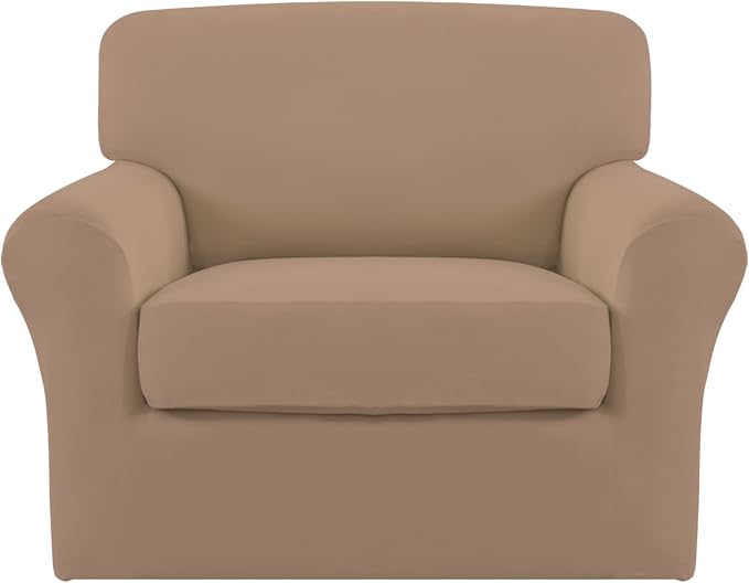 Easy-Going 2 Pieces Microfiber Stretch Chair Slipcover – Spandex Soft Fitted by Easy-Going