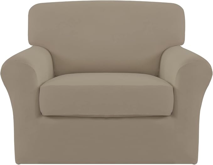Easy-Going 2 Pieces Microfiber Stretch Chair Slipcover – Spandex Soft Fitted by Easy-Going