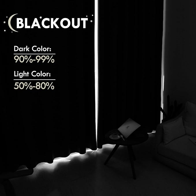DWCN Blackout Curtains Room Darkening Thermal Insulated Bedroom Curtains Window - Image 3