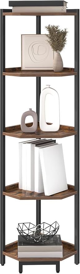 Hzuaneri Corner Shelf Stand, Corner Bookshelf, Storage Standing Shelf Unit - Image 7