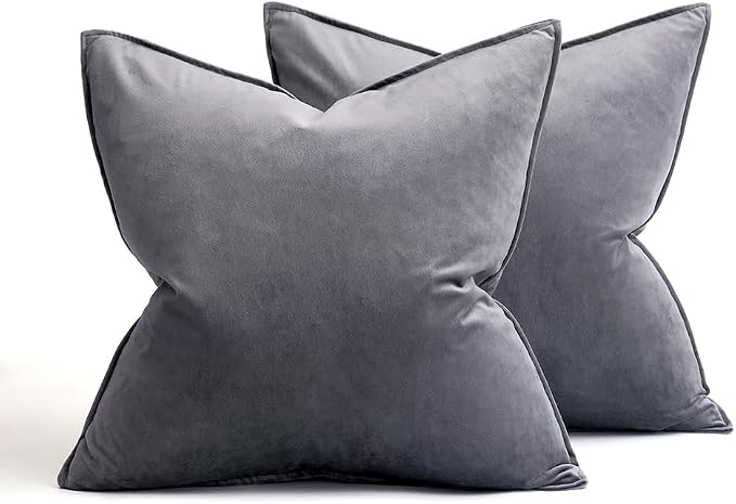 MIULEE Dark Grey Velvet Throw Pillow Covers 20x20 Soft Decorative Solid Square - Image 6