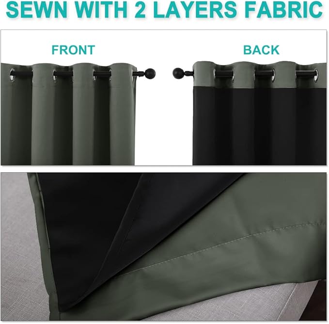 NICETOWN 100% Blackout Curtains 57 inches Long, Double-Deck Completely Blackout - Image 5