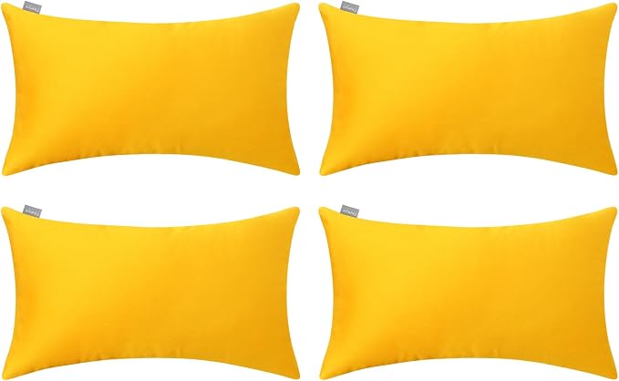 4-Pack 100% Cotton Lumbar Comfortable Solid Decorative Throw Pillow Case by Thmyo