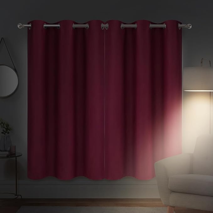 Diraysid Burgundy Red Grommet Blackout Curtains - Image 3