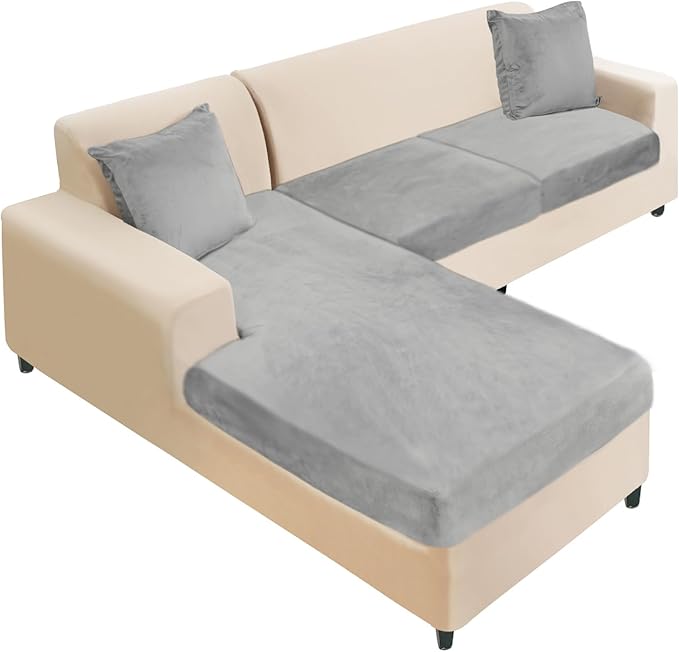 NAISI Sectional Couch Cover 3 Pieces Velvet Separate Couch Cushion Covers L by NAISI