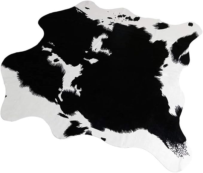 MustMat Cute Cow Print Rug Black and White Faux Cowhide Rugs Animal Printed - Image 9